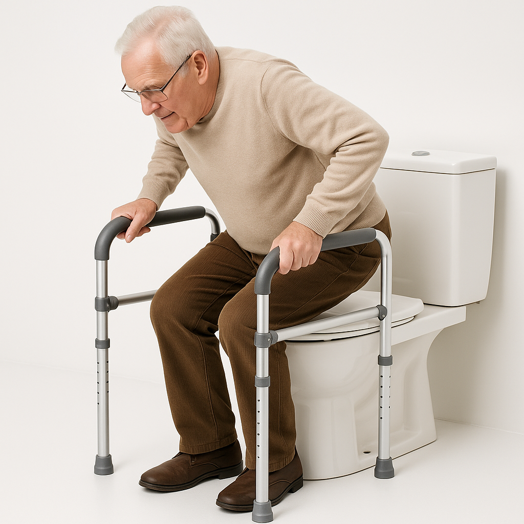 Barra de Apoio Seguro em Alumínio para Vaso Sanitário.