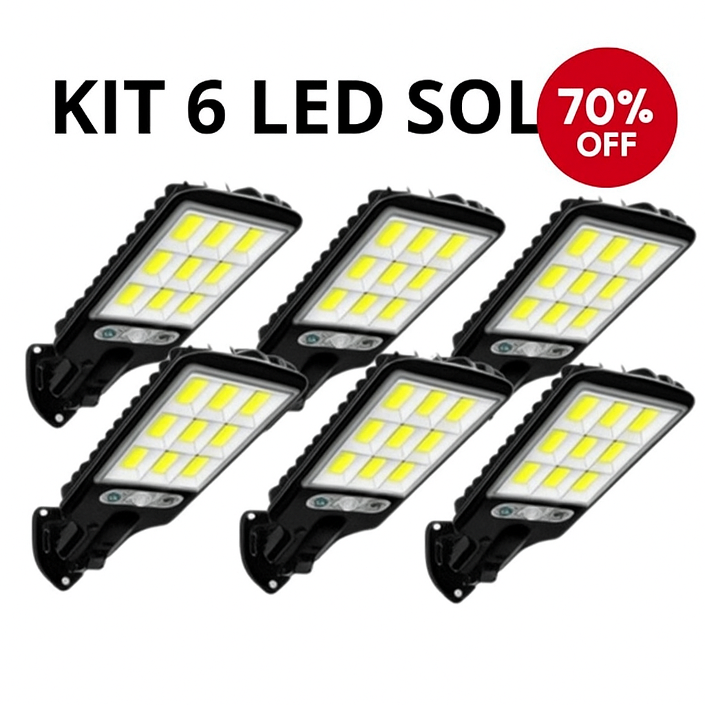 Kit 6 Lâmpadas Solares em LED com Sensor de Movimento - Esquenta Black Friday