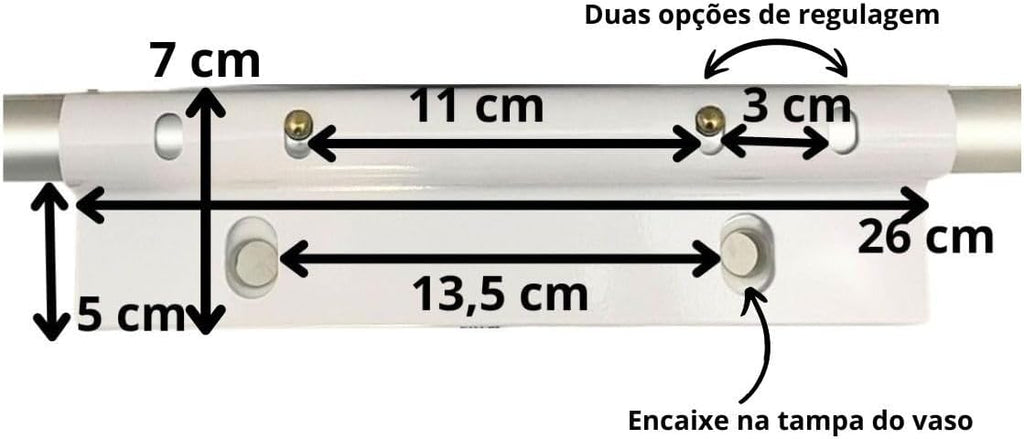 Barra de Apoio Seguro em Alumínio para Vaso Sanitário.